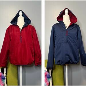 Speedo Red Blue Reversible Hooded Half Zip Coat